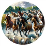 Horloge en verre chevaux 29 cm