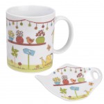 Tasse en cramique avec pose sachet de th - Jardin