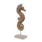 Statuette de dcoration Hippocampe en rsine aspect cannage