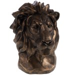 Statuette de dcoration tte de lion en rsine or antique