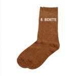 Paire de chaussettes paillettes bichette marron