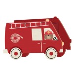 Tirelire camion de pompier conduit par un ourson