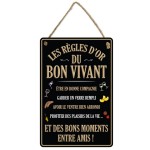 Plaque en mtal  suspendre Les rgles d'or du bon vivant