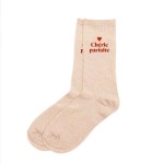 Paire de chaussettes pailletes chrie parfaite beige et or