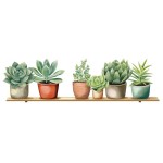 Autocollant mural pots de plantes aquarelle