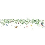 Autocollant mural feuillage, oiseaux et papillons