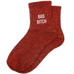 Paire de chaussettes paillettes bad bitch rouge