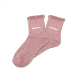 Chaussettes Amour pour fillette paillettes  feston rose