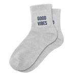 Paire de chaussettes paillettes good vibes grise