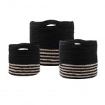 Set de 3 Paniers Noir et Beige en coton et Jute BANAO