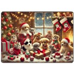 Surface de dcoupe chiots et chatons de Nol 28.5 x 20 cm