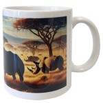 Mug en cramique blanche rhinocros dans la savane