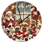 Horloge en verre chiots et chatons de Nol 29 cm