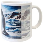 Mug en cramique blanche pingouin sur la banquise