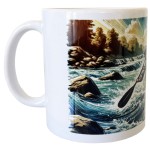 Mug en cramique blanche kayak