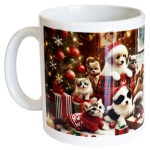 Mug en cramique chiots et chatons de Nol - CBKreation