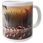 Mug en cramique blanche flamands roses