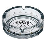 Cendrier rond en verre Paris Saint Germain logo noir et or