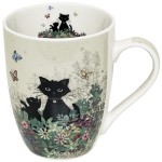 Tasse en porcelaine chats et papillons 340 ml