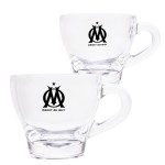 Coffret de 2 tasses  caf en verre Olympique de Marseille