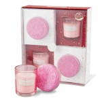 Set cadeau petite bougie et 2 bombes de bain heart and home