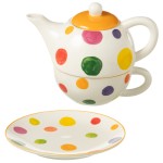 Ensemble thire goste en porcelaine  pois multicolores