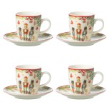 Coffret de 4 tasses  caf avec sous tasse casse noisette