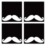 Set de 4 dessous de verres carrs moustache blanche by Cbkreatio