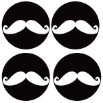 Set de 4 dessous de verres ronds Moustache blanche by Cbkreation