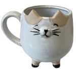 Petit cache pot chat blanc en forme de tasse 12 cm