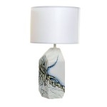 Lampe motif abstrait en cramique abat jour blanc 55 cm