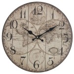 Horloge murale beige Mappemonde 34 cm