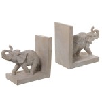 Serre-livre lphants en rsine beige