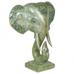 Statue lphant en bois patin