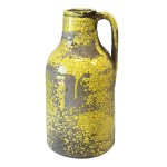 Vase artisanal en cramique jaune vitrifi 29 cm