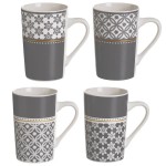 Set de 4 mugs en cramique gris