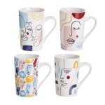 Set de 4 mugs visages en cramique