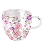 Tasse  th en verre double paroi 200 ml - Roses