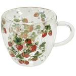 Tasse  th en verre double paroi 200 ml - Fraises