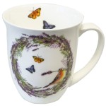 Tasse en Porcelaine Fine Pinson et papillons