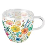 Tasse  th en verre double paroi 200 ml - Printemps vibrant