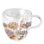 Tasse  th en verre double paroi fleurs sches