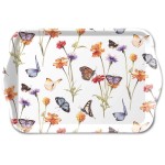 Mini plateau rectangulaire motif jardin de papillons  20,5 x 13