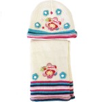 Ensemble bonnet et charpe Charlotte aux fraises beige 2-4 ans