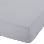 Drap housse uni Zinc en coton 57 fils 180 x 200 cm